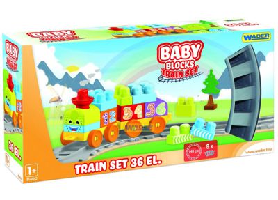 Baby Blocks Мои первые кубики - железная дорога 1,45 м 36 элементов Wader (41460)