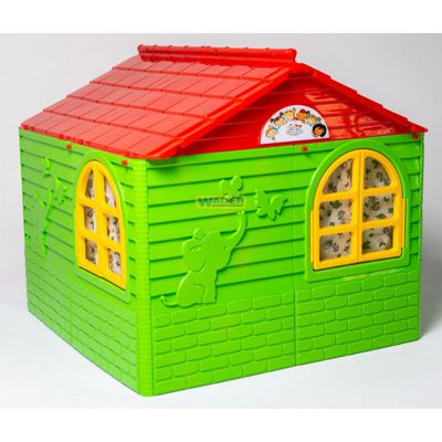 Будиночок дитячий зі шторками Doloni (02550/3) Зелено-червоний