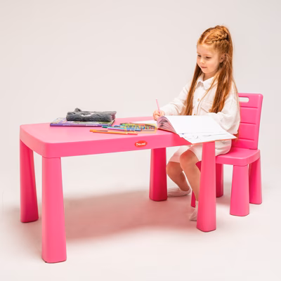 Детский стол и стул с накладкой для игры + 2 набора конструкторов. Doloni 04660/3